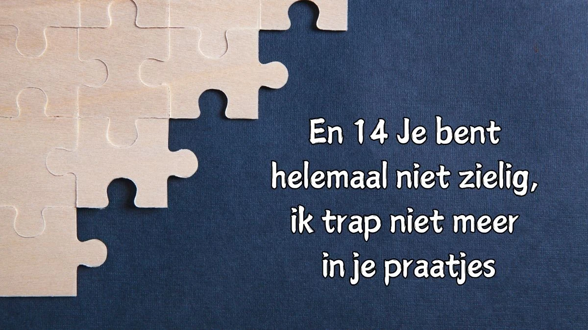 En 14 Je bent helemaal niet zielig, ik trap niet meer in je praatjes (3+2+3+4+3+3) Cryptogram Puzzelwoordenboek kruiswoordpuzzels