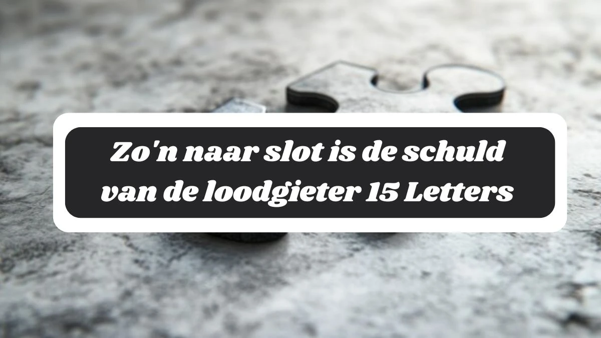 Zo'n naar slot is de schuld van de loodgieter 15 Letters